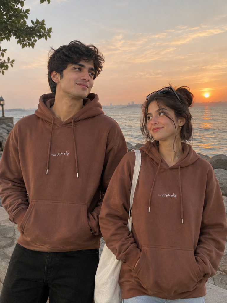 Chalo Khair Hai Brown Hoodie