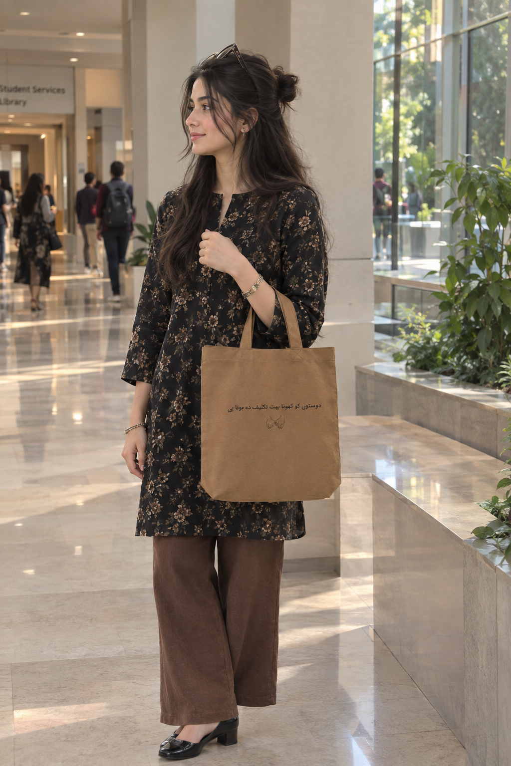 Doston Ko Khona Brown Canvas Totebag - Image 2