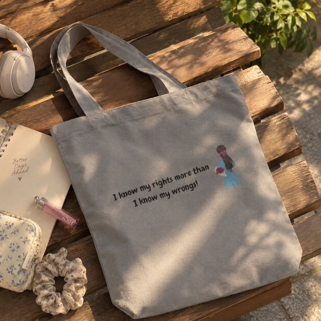 I Know My Rights Grey Canvas Totebag
