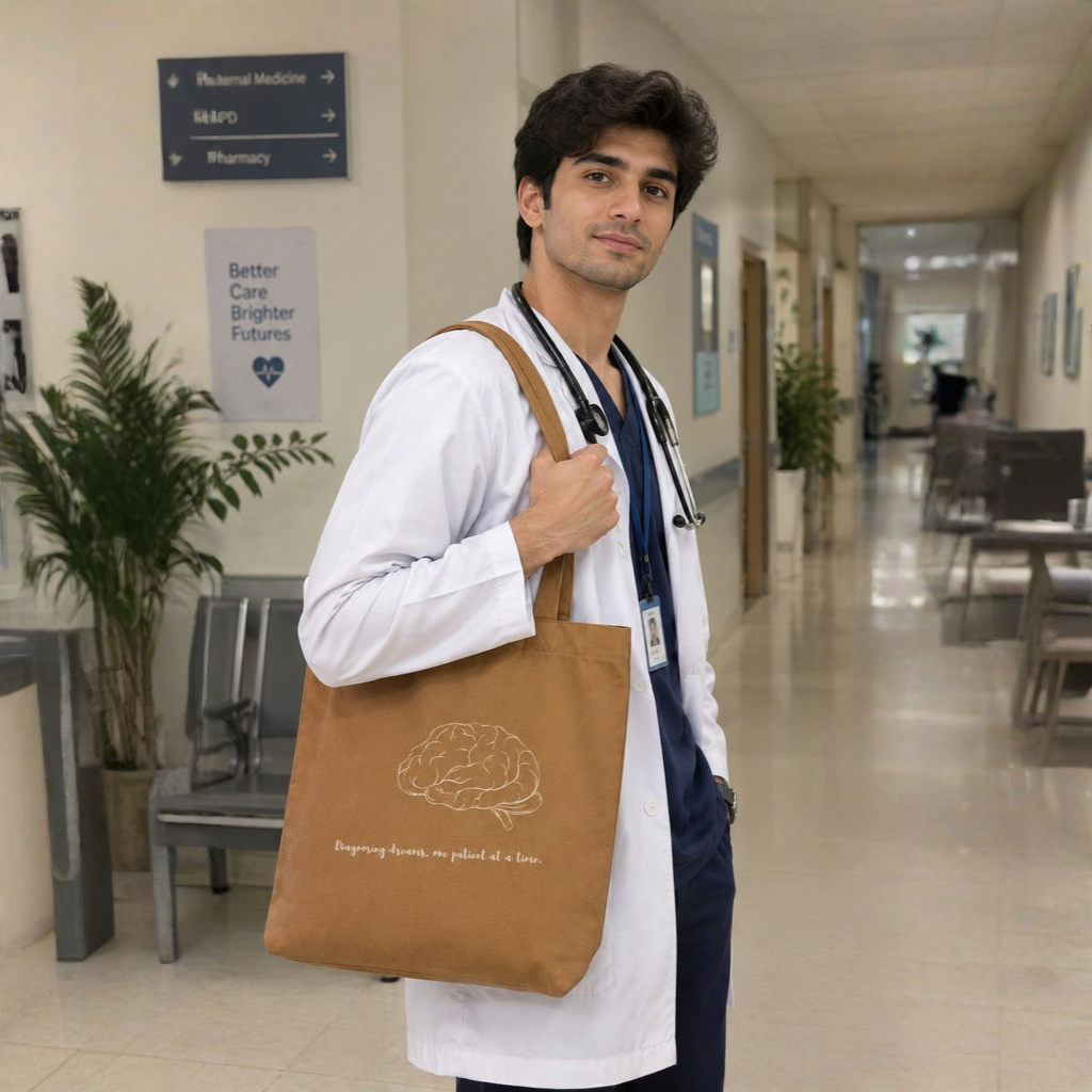 Brain Brown Canvas Totebag