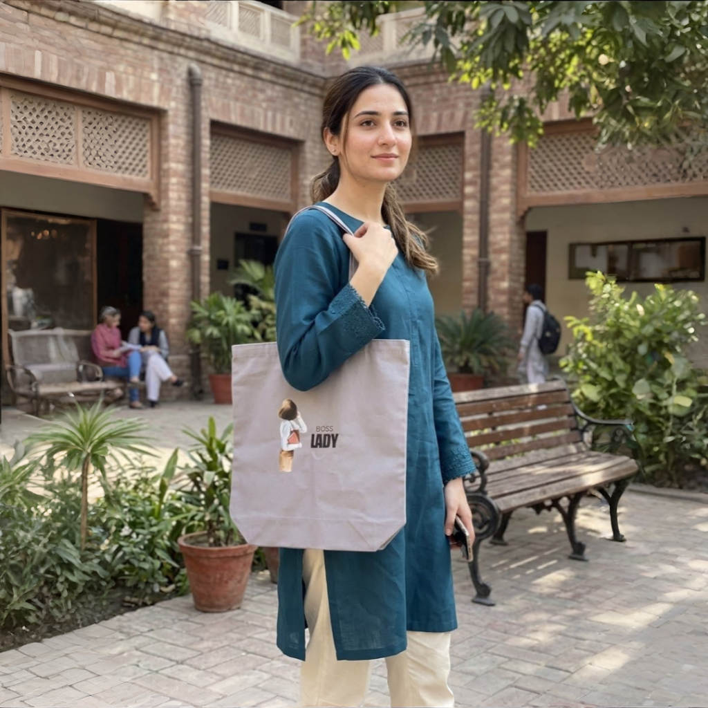 Boss Lady Grey Canvas Totebag